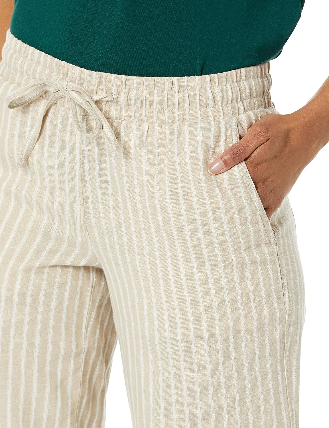 Amazon Essentials Women's Linen Blend Drawstring Relaxed Fit Wide Leg Pant (Available in Plus Size)