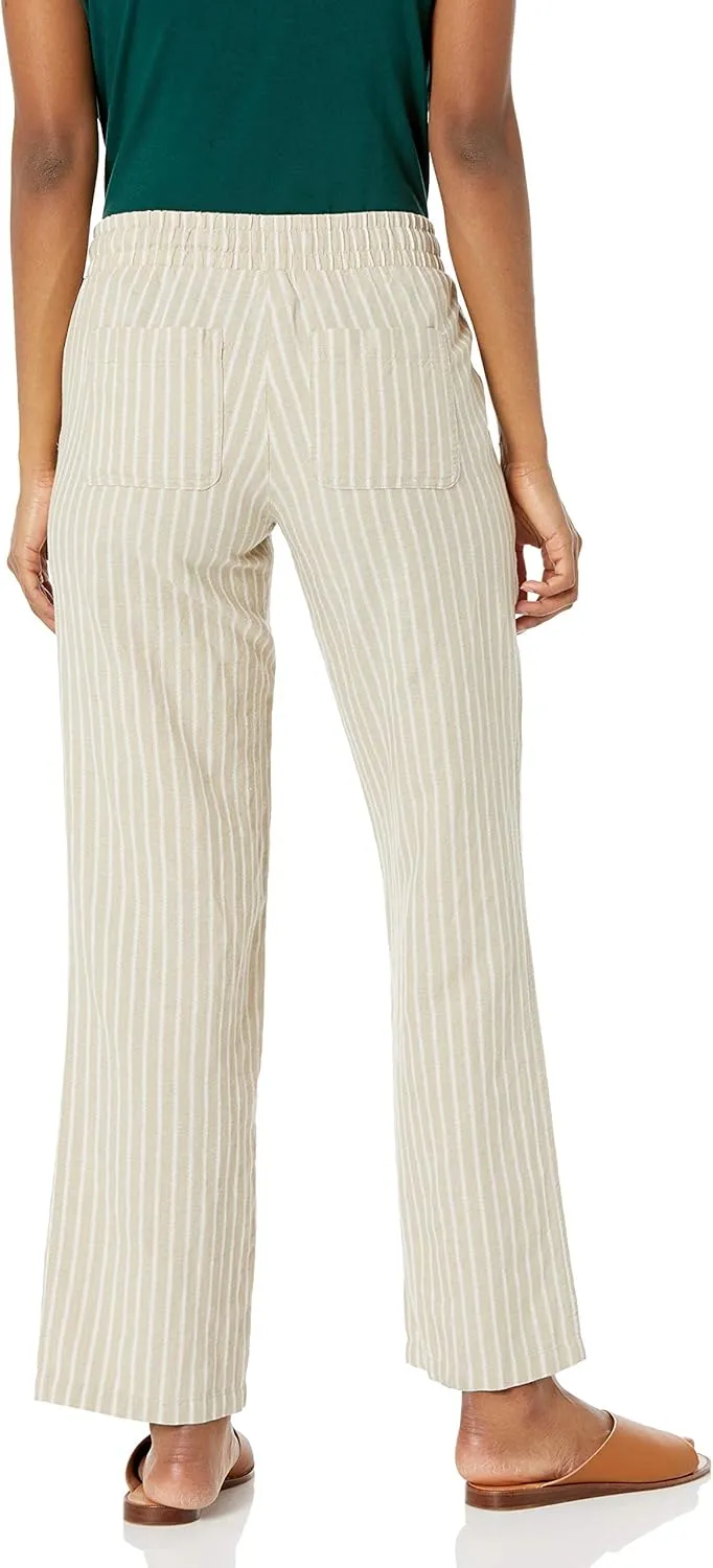 Amazon Essentials Women's Linen Blend Drawstring Relaxed Fit Wide Leg Pant (Available in Plus Size)