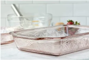 Anchor Hocking 3 Quart Rosewater Laurel Embossed Baker 12937AHG17