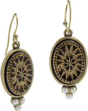 Ancient Brass Made in New York Necklace Pearly Statement Victorian Vintage Antique Dangle Pendant