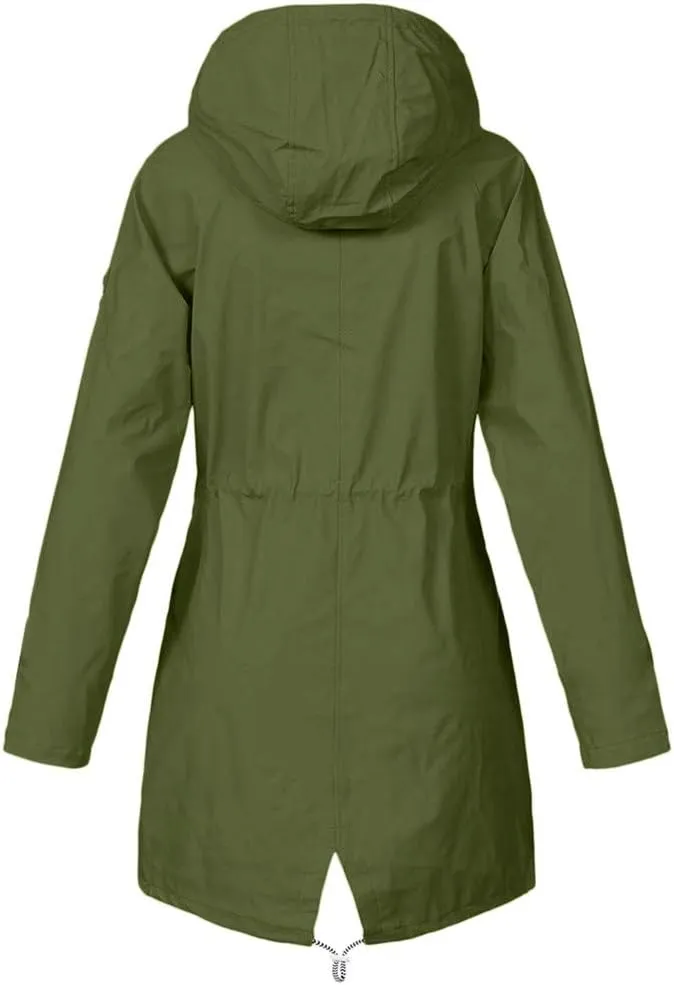 Aniywn Raincoat Women Waterproof Long Hooded Trench Coats Windbreaker Travel Jacket Lightweight Fall Outwear Tops Jacket