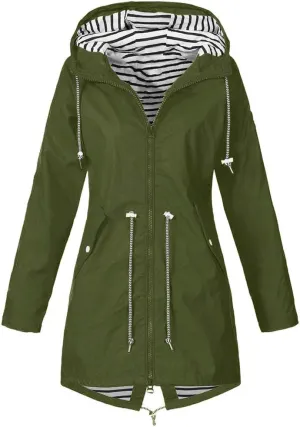Aniywn Raincoat Women Waterproof Long Hooded Trench Coats Windbreaker Travel Jacket Lightweight Fall Outwear Tops Jacket