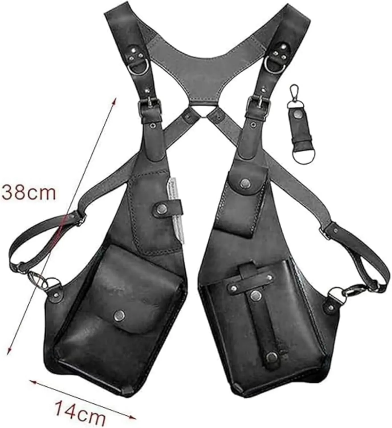 Anti-Theft Bag with Shoulder Harness, Anti-Theft Harness Wallet for Mens, Adjustable PU Leather Strap Wallet(Light Brown)