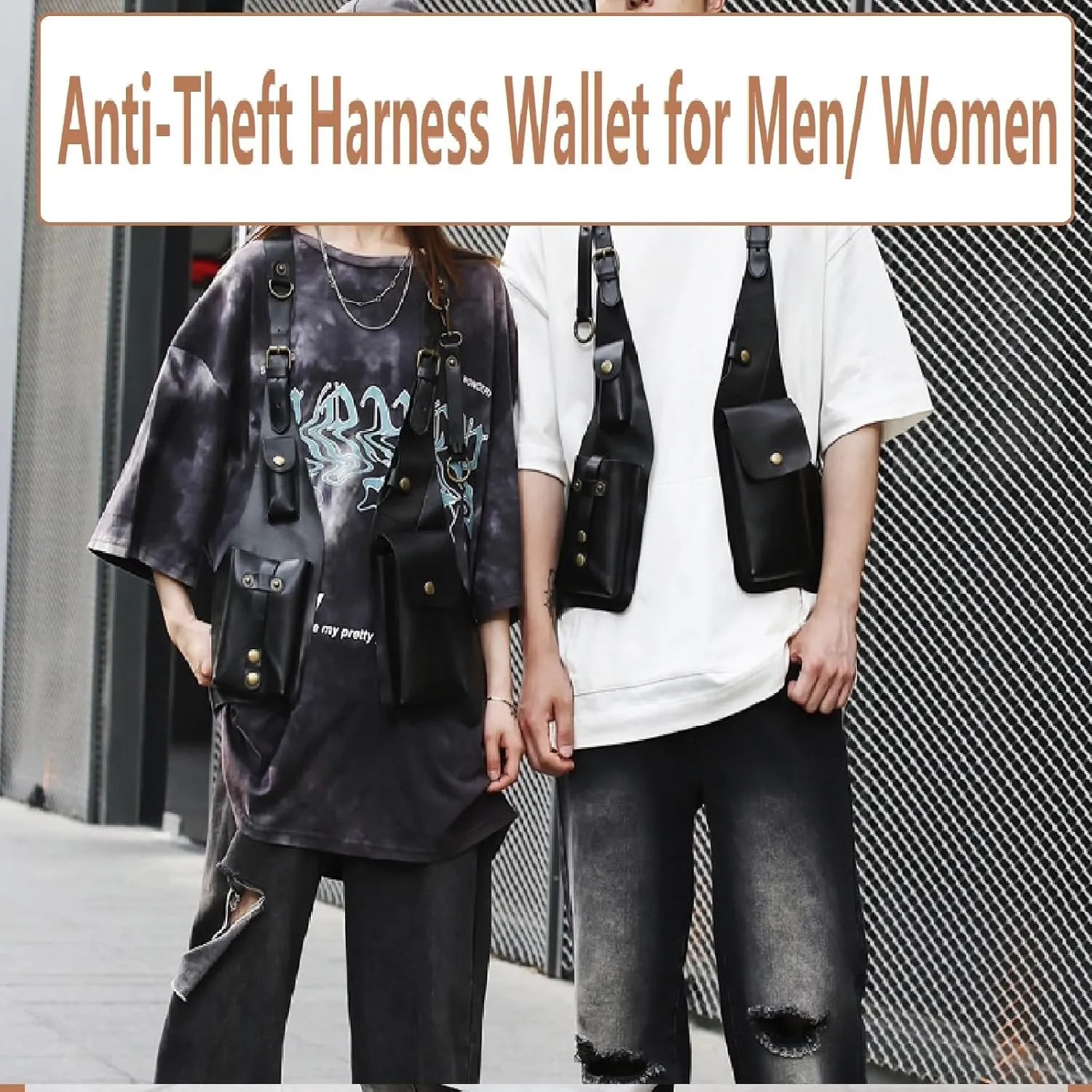 Anti-Theft Bag with Shoulder Harness, Anti-Theft Harness Wallet,Adjustable Steampunk Underarm Shoulder Bag for Men