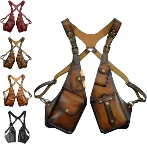 Anti-Theft Bag with Shoulder Harness, Leather Adjustable Underarm Double Shoulder Bag For Men Hidden Anti-Theft Wallet