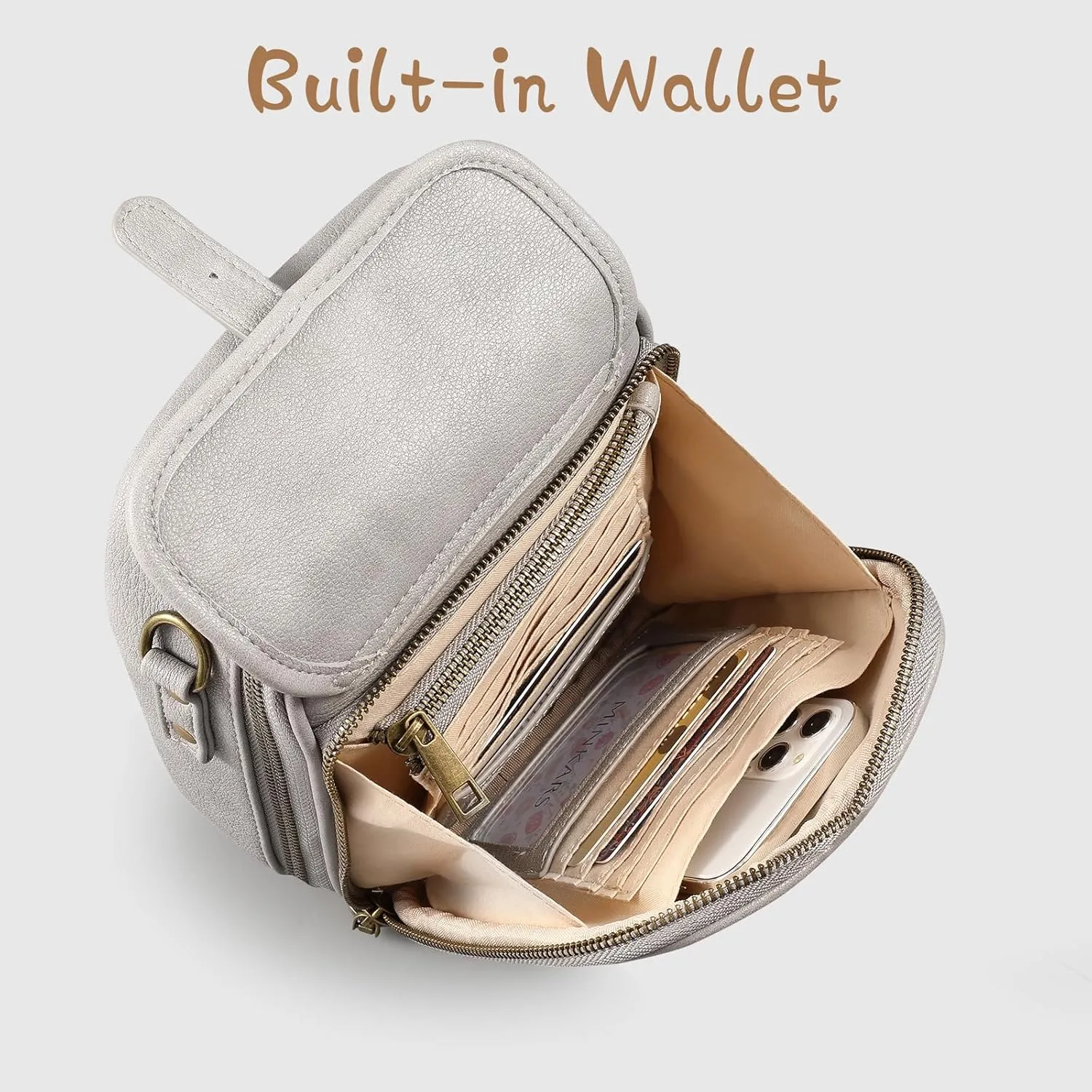 Anti-theft Crossbody Bag, Travel Purse with Built in Wallet
