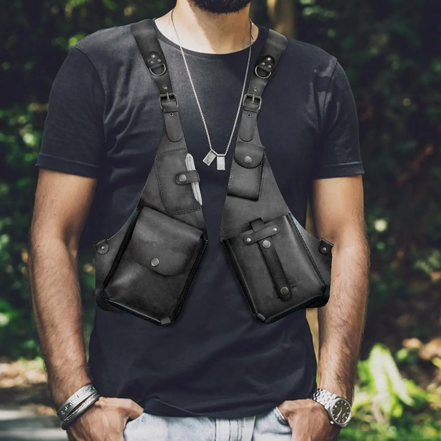 Anti-Theft Harness - Shoulder Holster Bag | Underarm Shoulder Bag | Anti-Theft Leather Phone Wallet Bag | Adjustable Harness