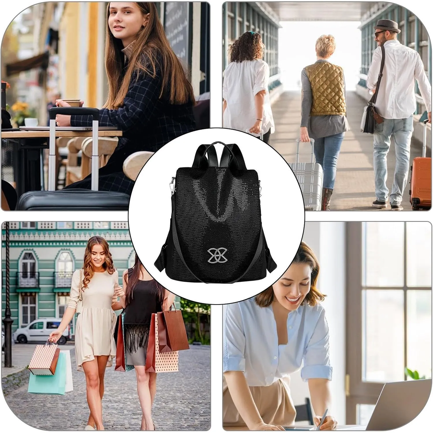 Anti-Theft Large Capacity Backpack - Shoulder Bag For Women, Waterproof Fashion Nylon Backpack, Multi-Purpose Lightweight Shoulder Bag, For Travel, Work, Trip