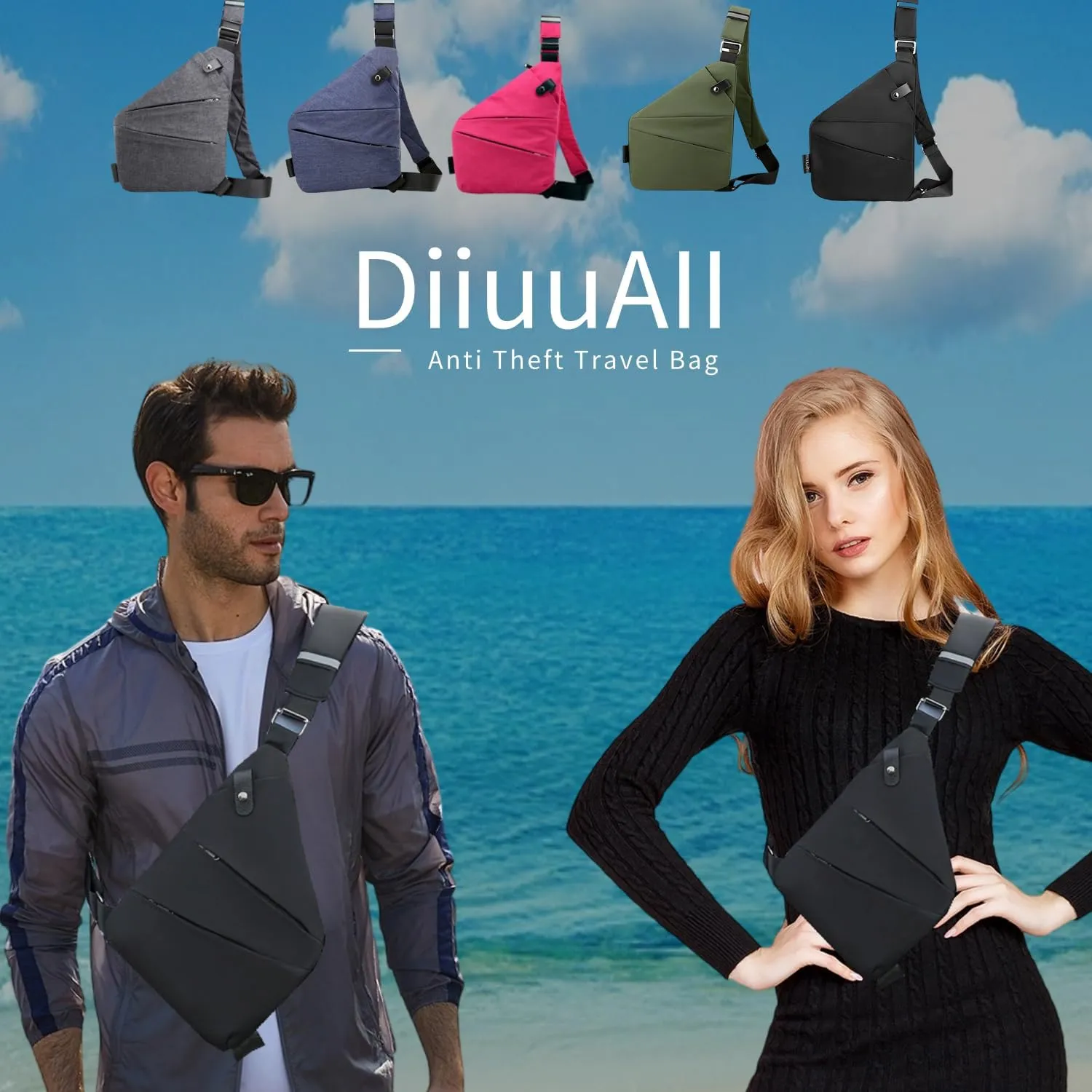 Anti Theft Travel Bag,Crossbody Shoulder Bag for Men and Women,Waterproof Sling Multi-pocket Chest Bag