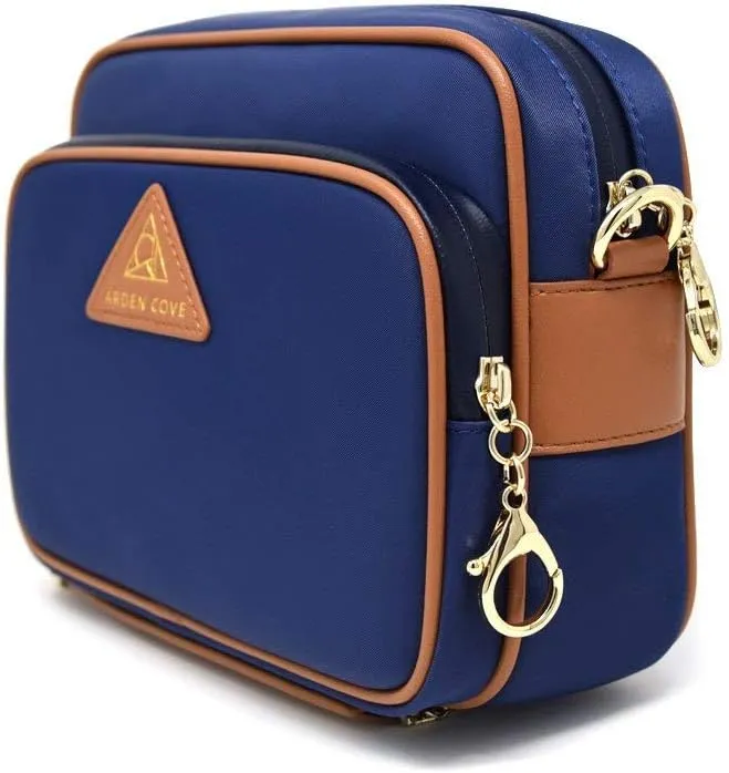 Anti-Theft Waterproof Full Cross-Body Bag with Adjustable Faux Leather Strap with Classic Hardware