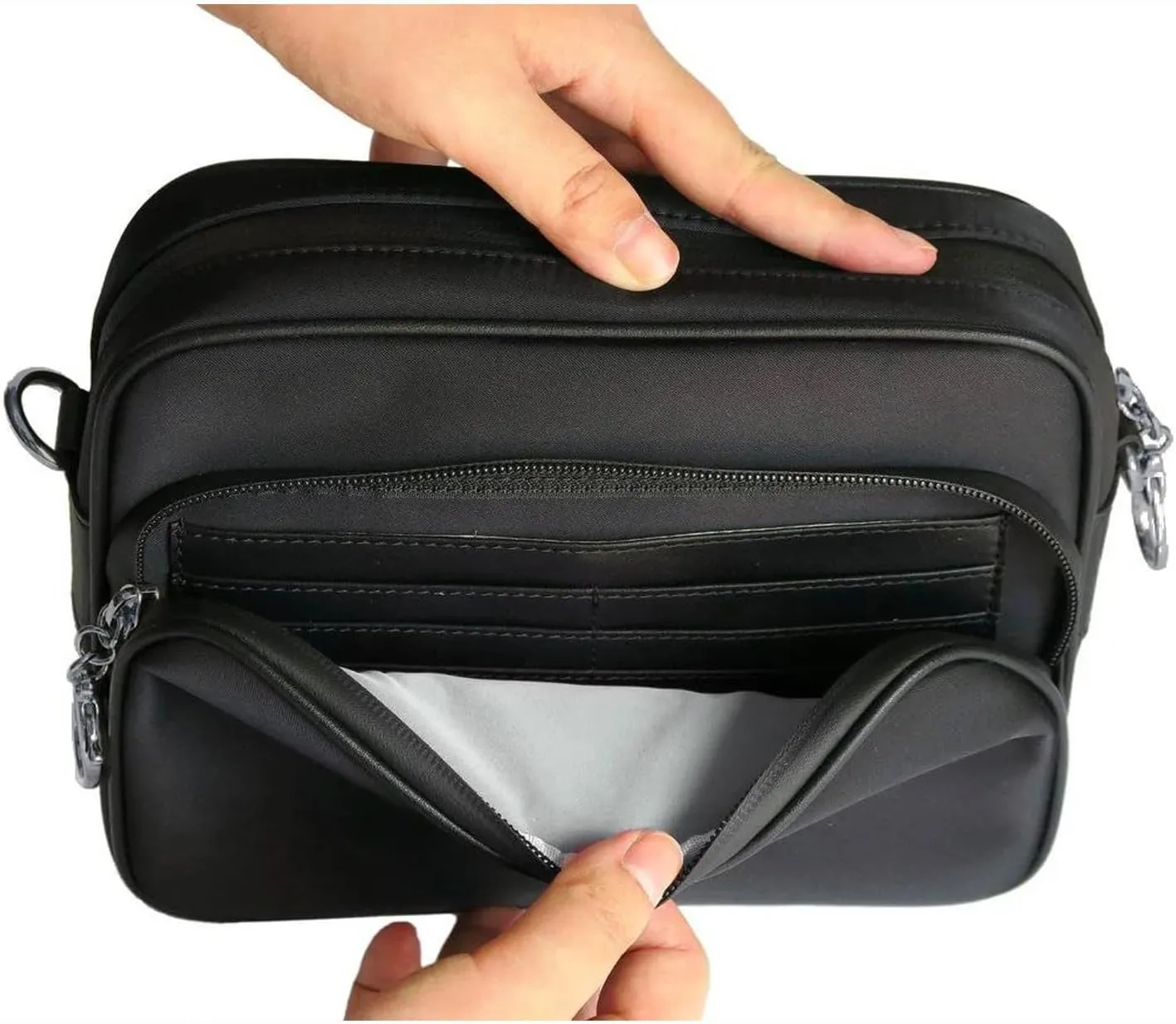 Anti-Theft Waterproof Full Cross-Body Bag with Adjustable Faux Leather Strap with Classic Hardware