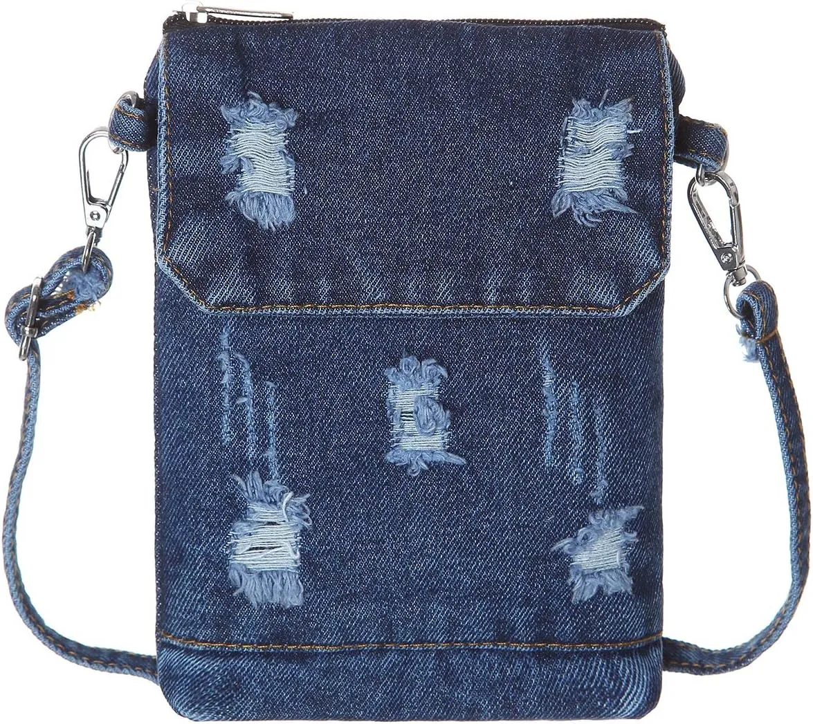 AOCINA Small Denim Purse Blue Jean Purse Shoulder Bag Denim Crossbody Bags for Women