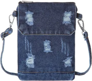 AOCINA Small Denim Purse Blue Jean Purse Shoulder Bag Denim Crossbody Bags for Women
