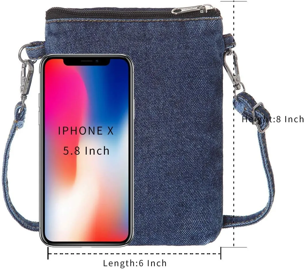 AOCINA Small Denim Purse Blue Jean Purse Shoulder Bag Denim Crossbody Bags for Women