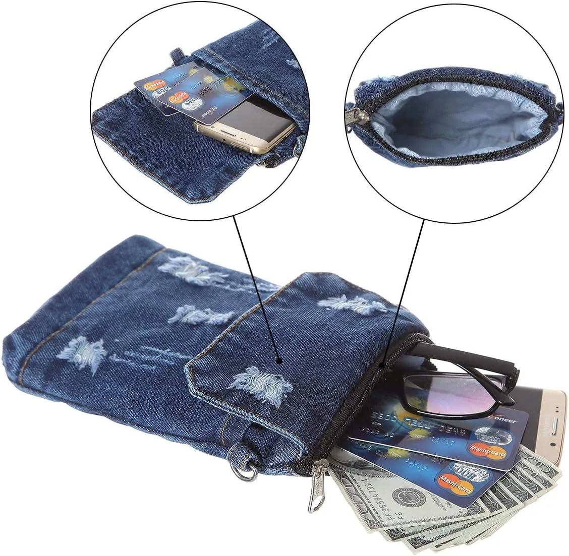AOCINA Small Denim Purse Blue Jean Purse Shoulder Bag Denim Crossbody Bags for Women