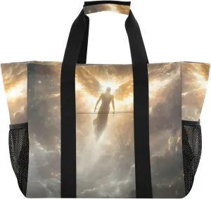 Archangel Wings Sky Large Tote Bags for Women Canvas Tote Purse Reusable Grocery Bags Top Handle Handbags for Travel, Work