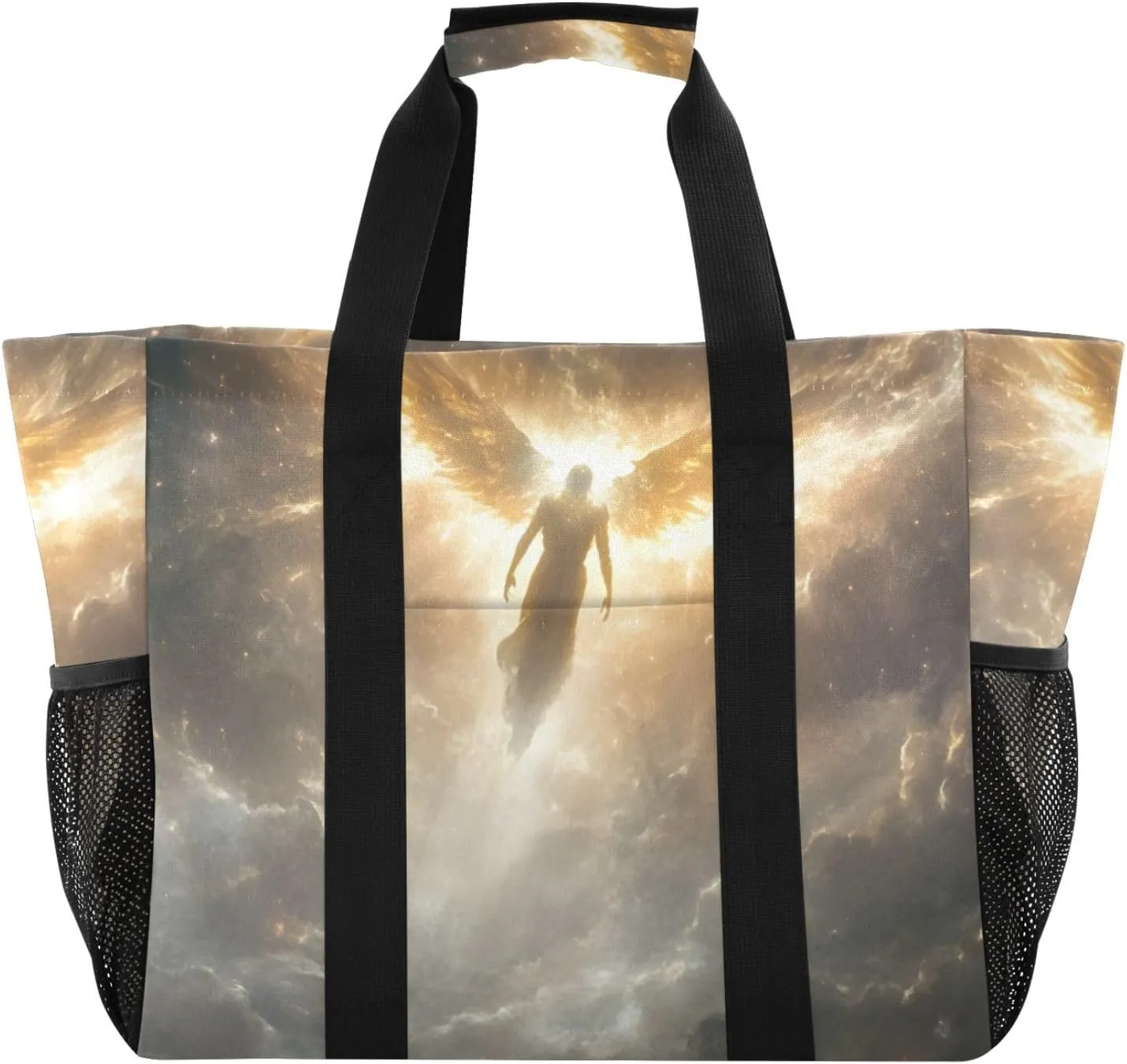 Archangel Wings Sky Large Tote Bags for Women Canvas Tote Purse Reusable Grocery Bags Top Handle Handbags for Travel, Work