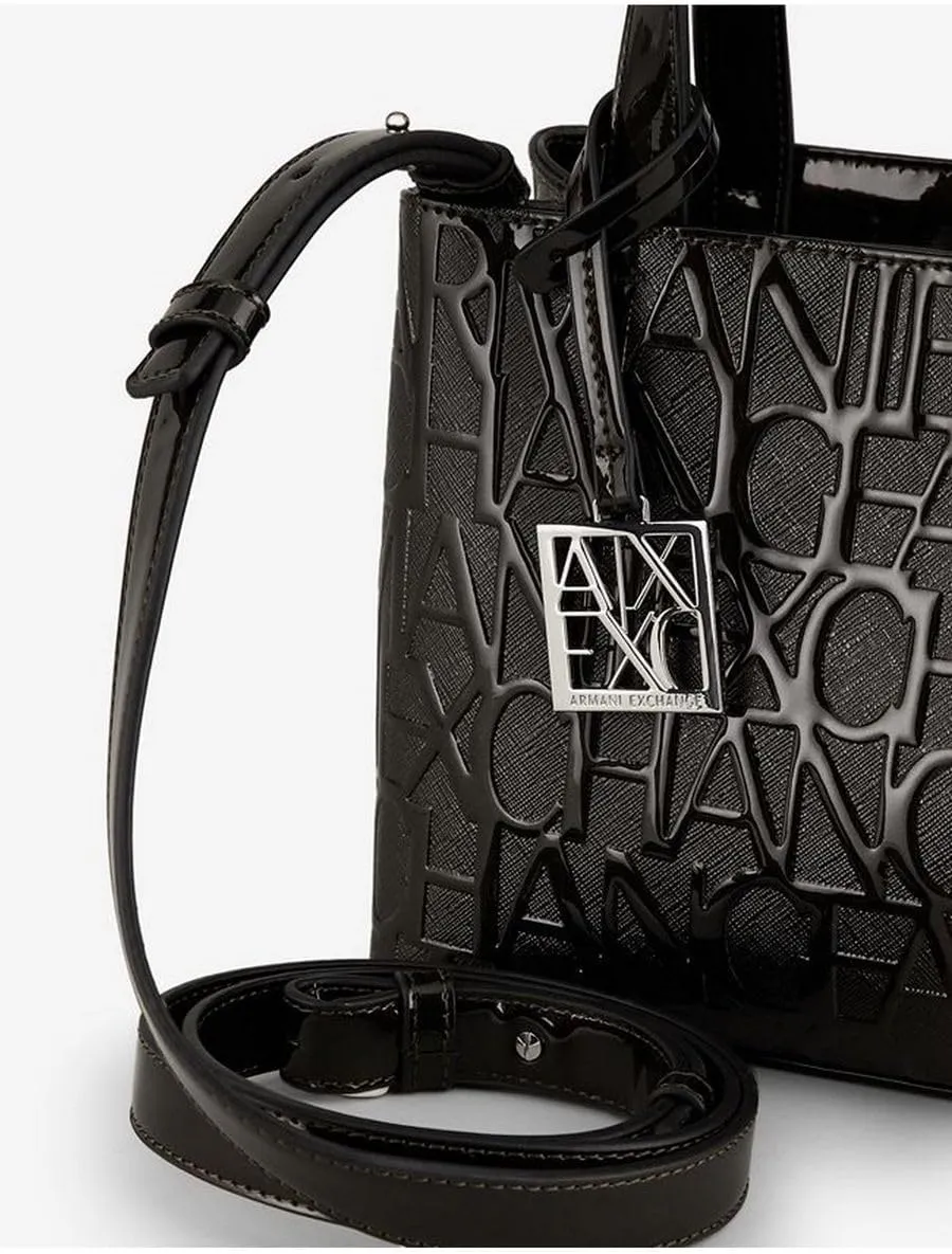Armani Exchange Embossed Logo Small Open Shopping Bag