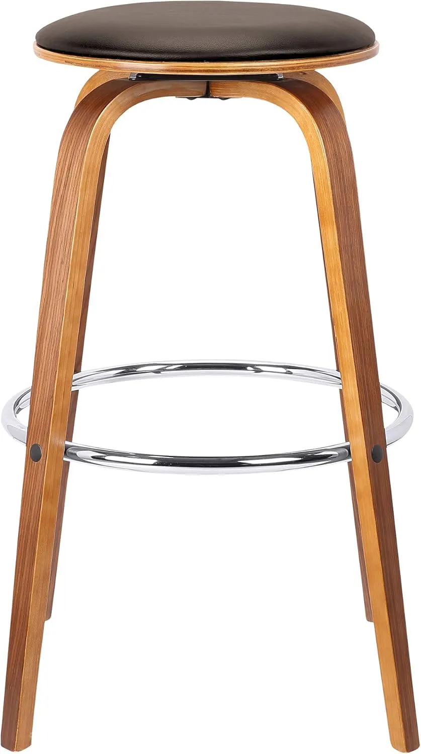 Armen Living Harbor Mid-Century Swivel Counter Height Backless Barstool Brown/Walnut/26 Inch