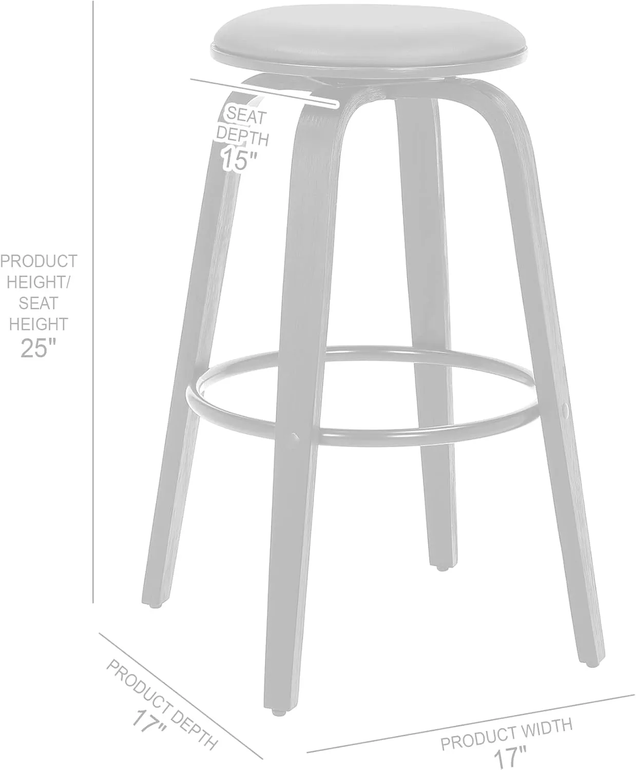 Armen Living Harbor Mid-Century Swivel Counter Height Backless Barstool Brown/Walnut/26 Inch