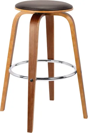 Armen Living Harbor Mid-Century Swivel Counter Height Backless Barstool Brown/Walnut/26 Inch