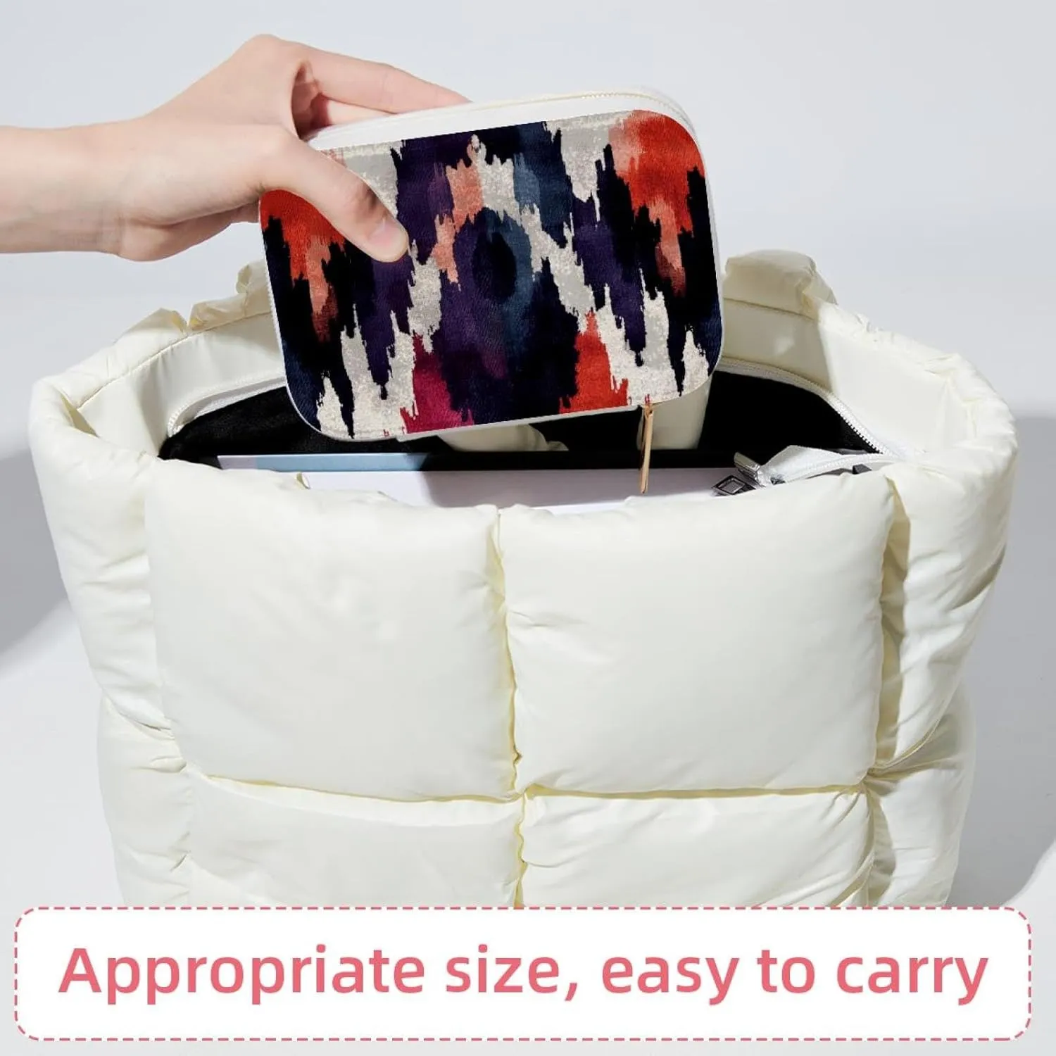 Art Ethnic Tribal Boho Background Jewelry Box Necklace Ring Storage Organizer, PU Leather Jewelry case Portable Travel Jewelry Organizer for Women Girls