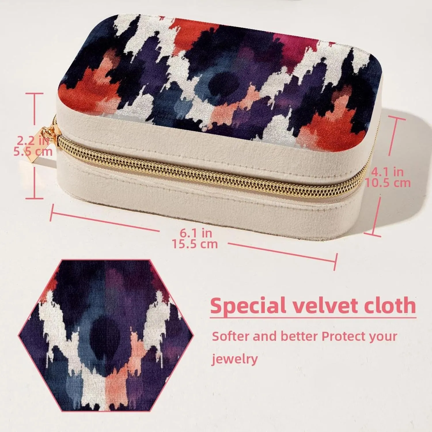 Art Ethnic Tribal Boho Background Jewelry Box Necklace Ring Storage Organizer, PU Leather Jewelry case Portable Travel Jewelry Organizer for Women Girls