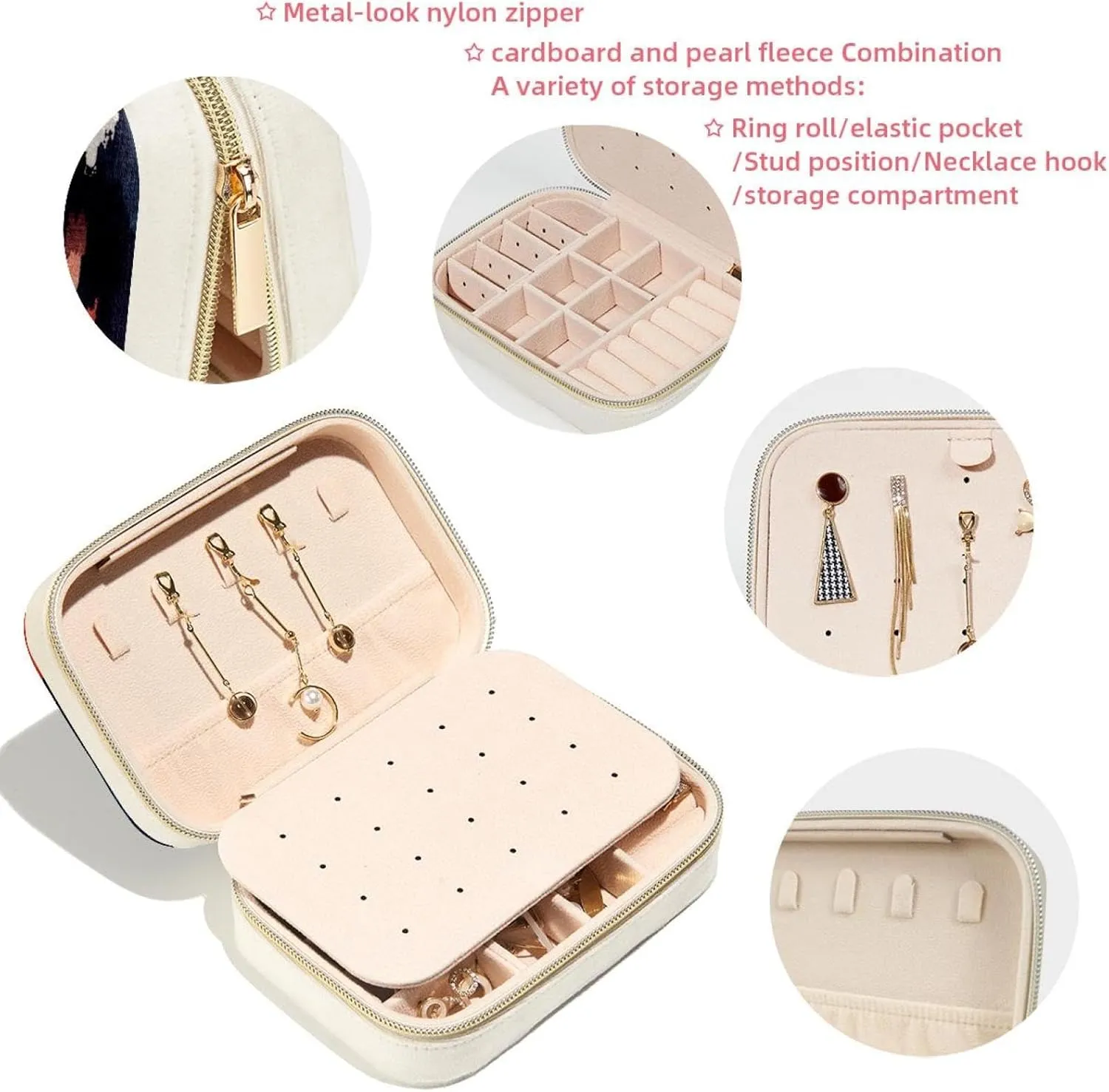 Art Ethnic Tribal Boho Background Jewelry Box Necklace Ring Storage Organizer, PU Leather Jewelry case Portable Travel Jewelry Organizer for Women Girls