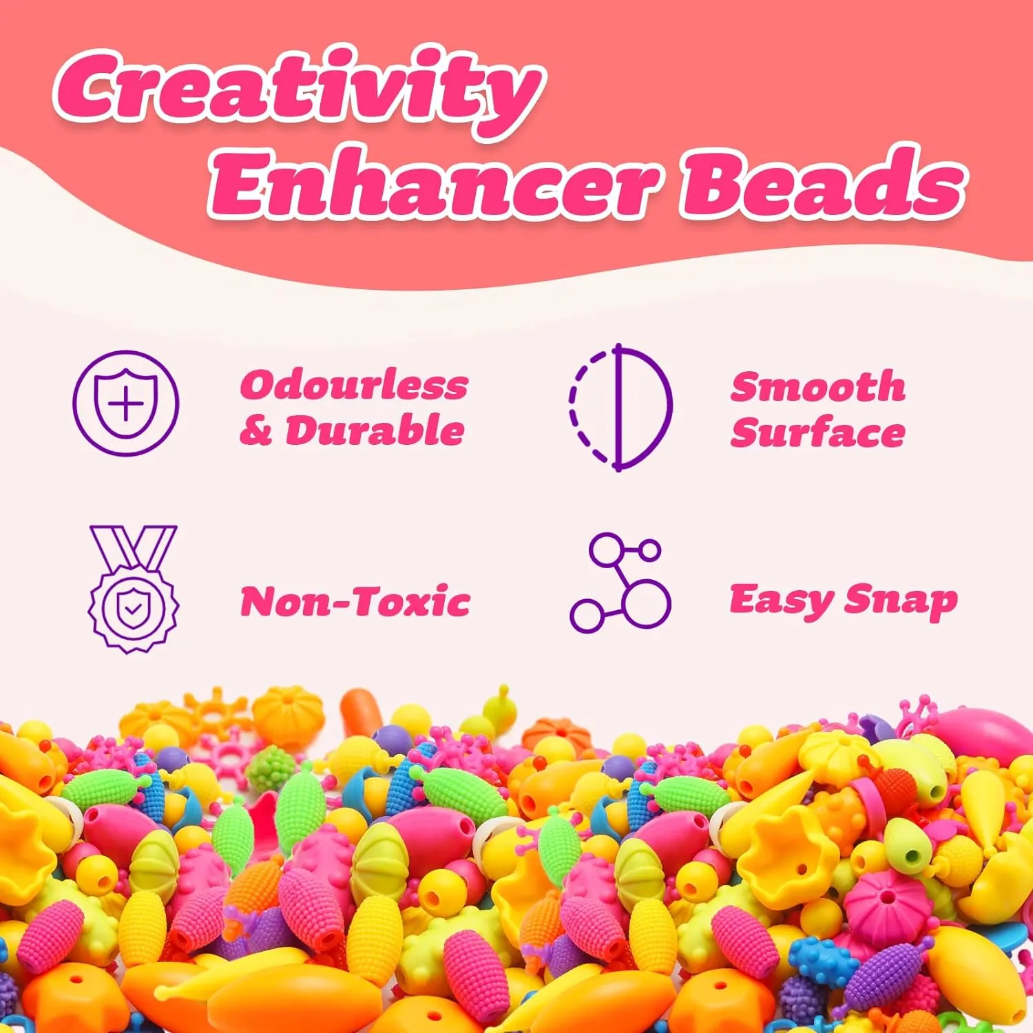 Arthopt Pop Beads, Jewelry Making Kit with 700 pcs DIY Beads, Arts and Crafts for Kids 3 4 5 6 7 8 Years Old, Snap Beads Bracelets Necklace Ring Toy Set Birthday Gift for Girls