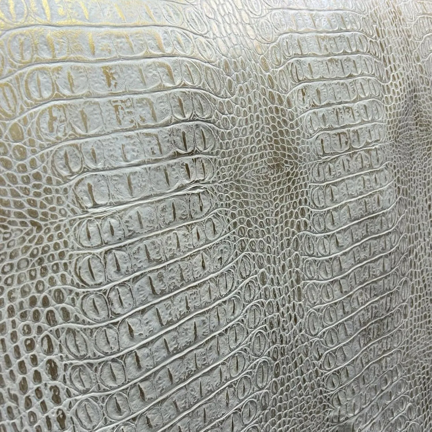 ArtisanCowhides Genuine Crocodile Embossed Cowhide Leather PRECUT Sheets for Crafts Projects– Beige Gold 12x12-3.0-3.5 oz