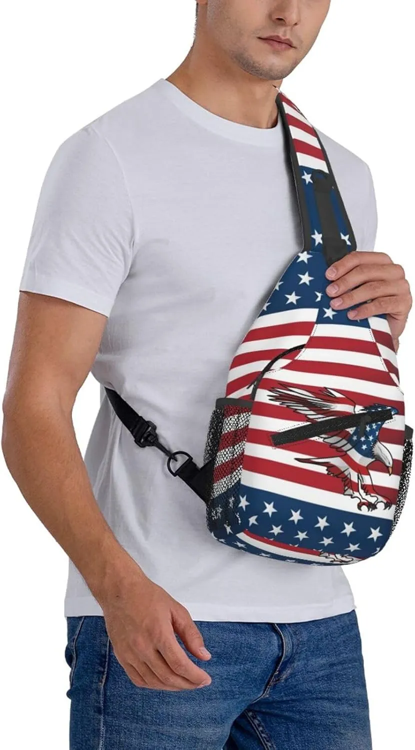 ASYG American Sling Bag American Crossbody Chest Daypack Casual Backpack Bag for America Flag Shoulder Bag