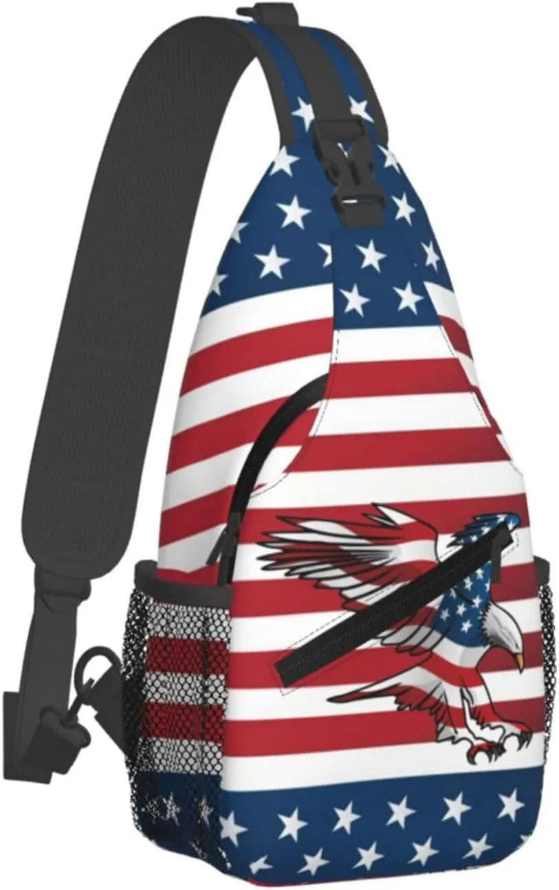 ASYG American Sling Bag American Crossbody Chest Daypack Casual Backpack Bag for America Flag Shoulder Bag