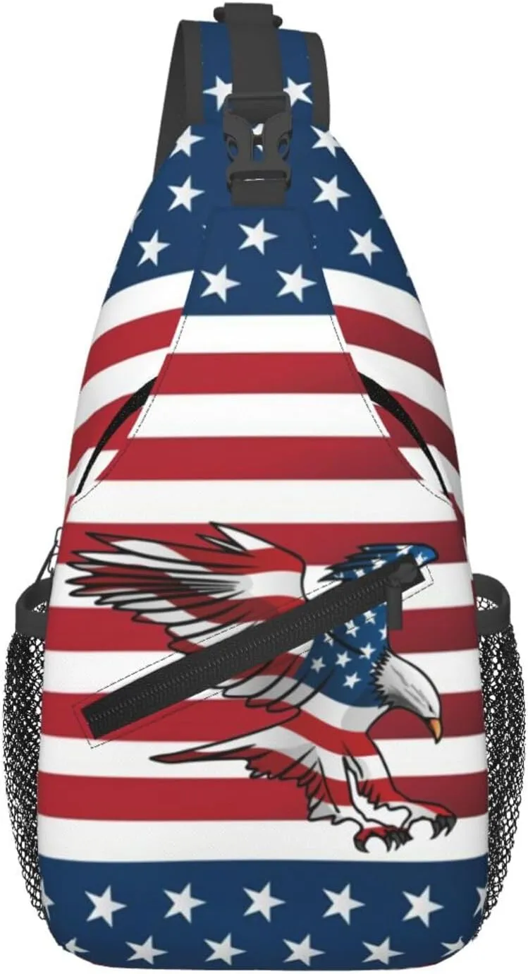 ASYG American Sling Bag American Crossbody Chest Daypack Casual Backpack Bag for America Flag Shoulder Bag