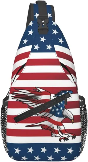 ASYG American Sling Bag American Crossbody Chest Daypack Casual Backpack Bag for America Flag Shoulder Bag