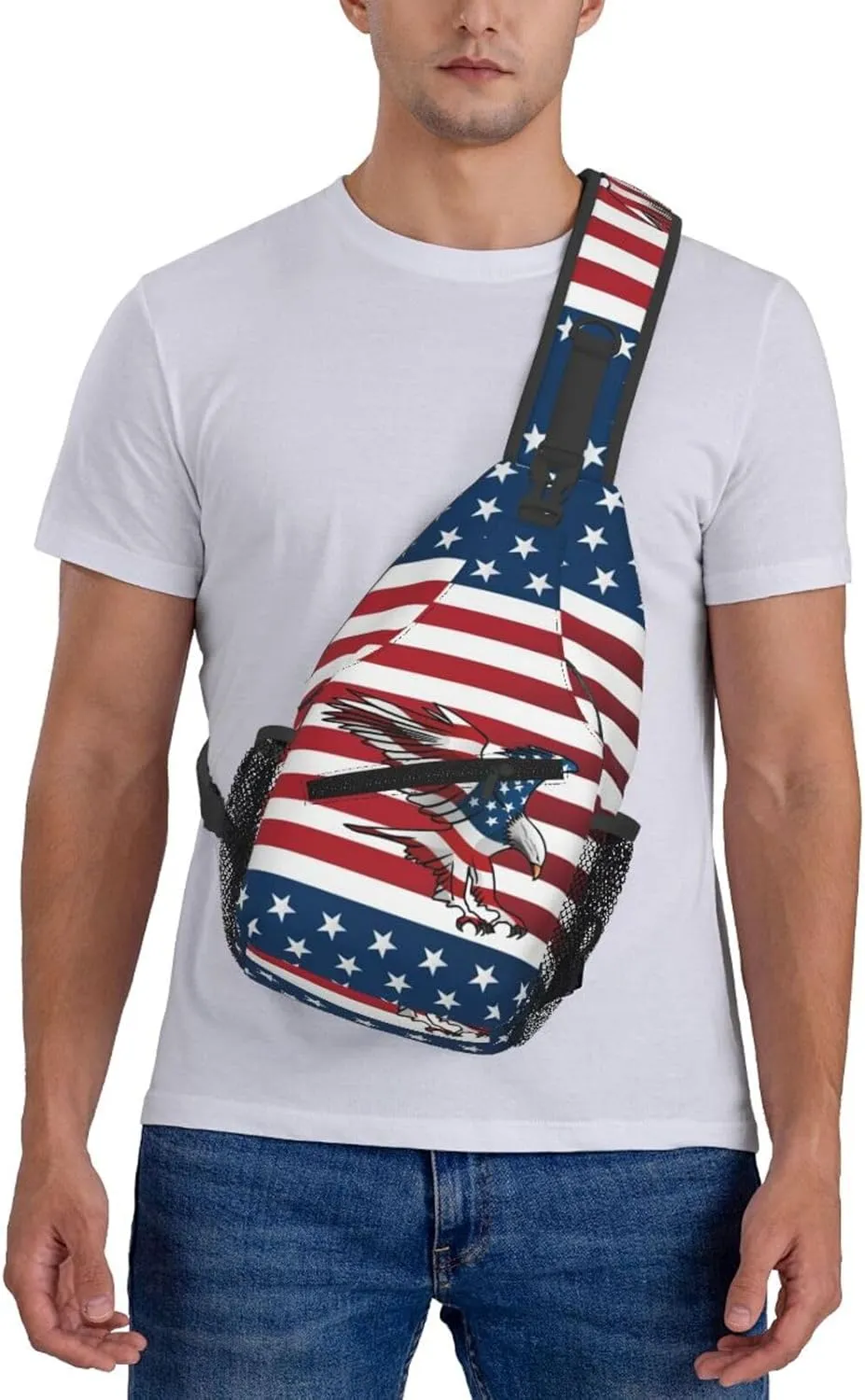 ASYG American Sling Bag American Crossbody Chest Daypack Casual Backpack Bag for America Flag Shoulder Bag