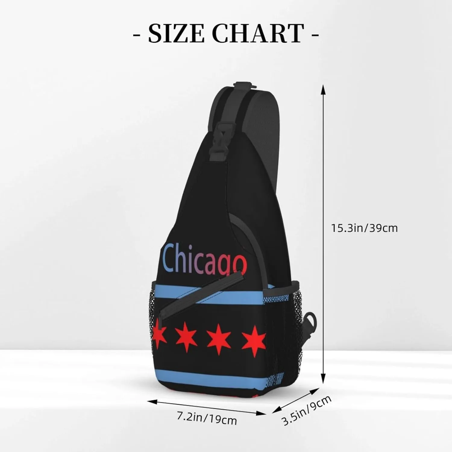 ASYG Chicago Sling Bag Chicago Flag Crossbody Chest Daypack Casual Backpack Chicago Shoulder Bag Flag Hiking Bag
