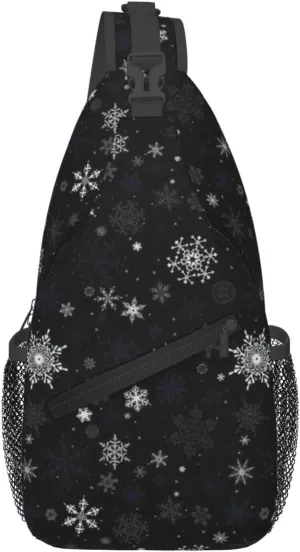 ASYG Christmas Sling Bag Merry Christmas Shoulder Bag Christmas Crossbody Chest Daypack Casual Backpack Snowflakes Bag