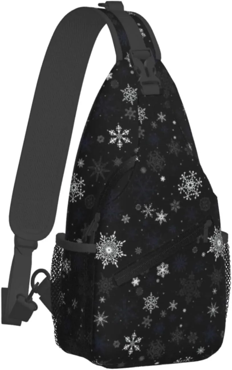 ASYG Christmas Sling Bag Merry Christmas Shoulder Bag Christmas Crossbody Chest Daypack Casual Backpack Snowflakes Bag