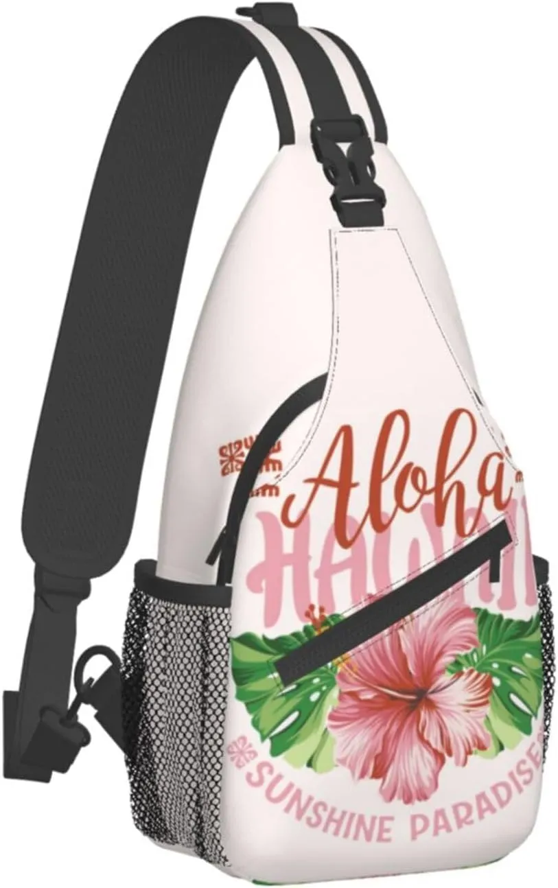 ASYG Hawaii Sling Bag Hawaii Flower Crossbody Chest Daypack Casual Backpack Hawaiian Shoulder Bag