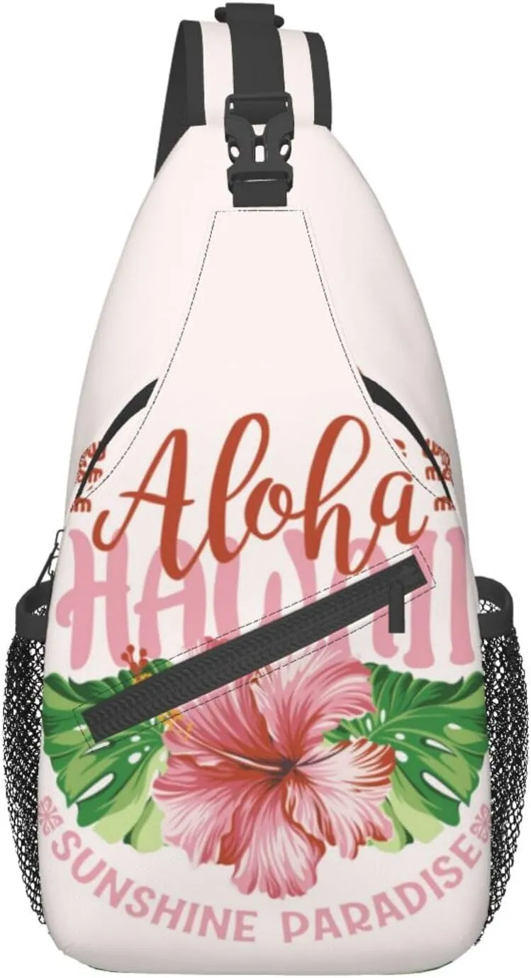 ASYG Hawaii Sling Bag Hawaii Flower Crossbody Chest Daypack Casual Backpack Hawaiian Shoulder Bag