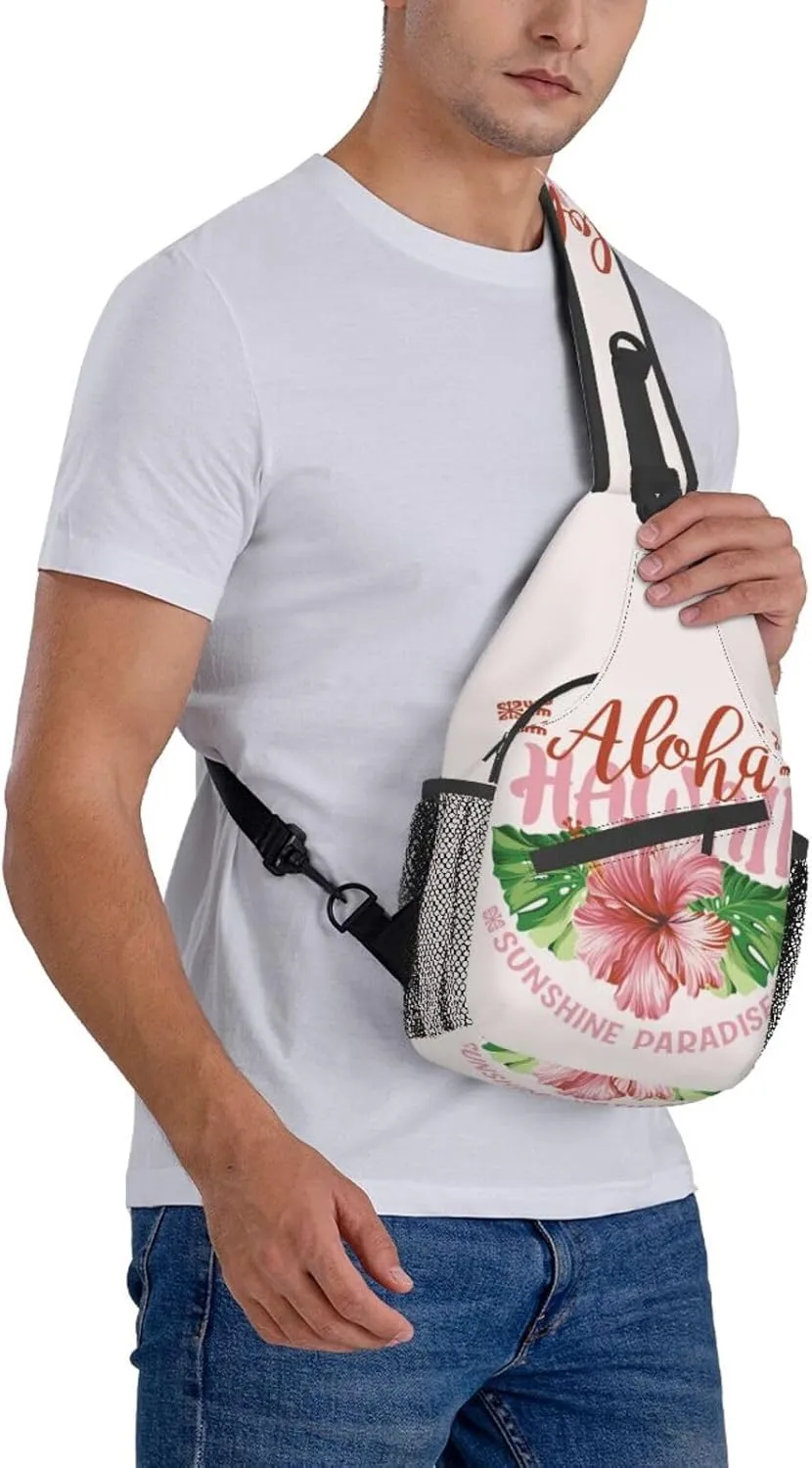 ASYG Hawaii Sling Bag Hawaii Flower Crossbody Chest Daypack Casual Backpack Hawaiian Shoulder Bag