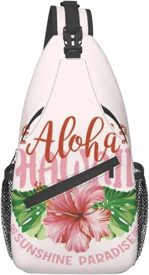 ASYG Hawaii Sling Bag Hawaii Flower Crossbody Chest Daypack Casual Backpack Hawaiian Shoulder Bag