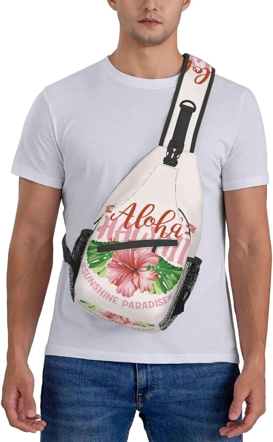 ASYG Hawaii Sling Bag Hawaii Flower Crossbody Chest Daypack Casual Backpack Hawaiian Shoulder Bag