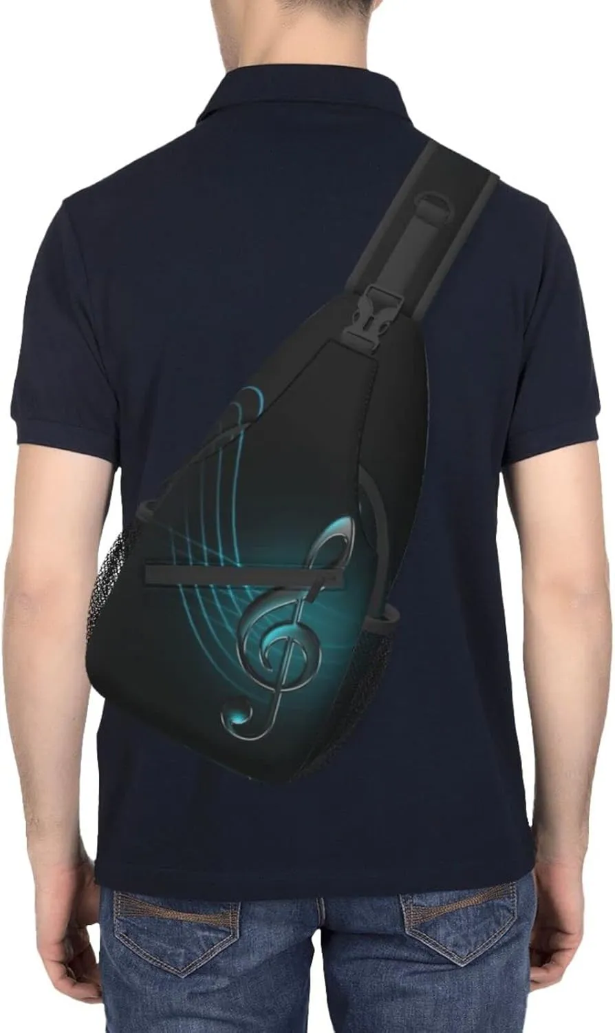ASYG Music Sling Bag Crossbody Chest Daypack Casual Backpack Music Notes Shoulder Bag For Travel Hiking Sport Outdoor
