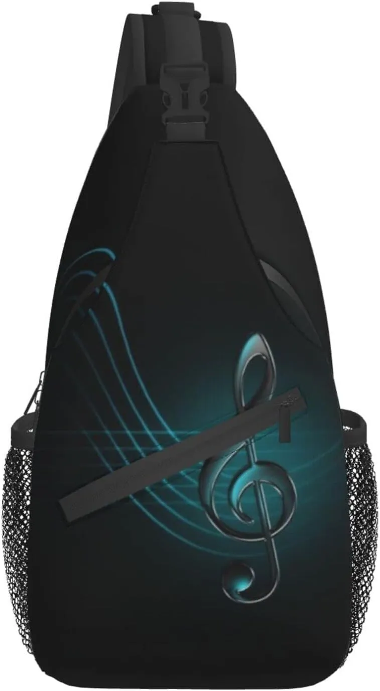 ASYG Music Sling Bag Crossbody Chest Daypack Casual Backpack Music Notes Shoulder Bag For Travel Hiking Sport Outdoor
