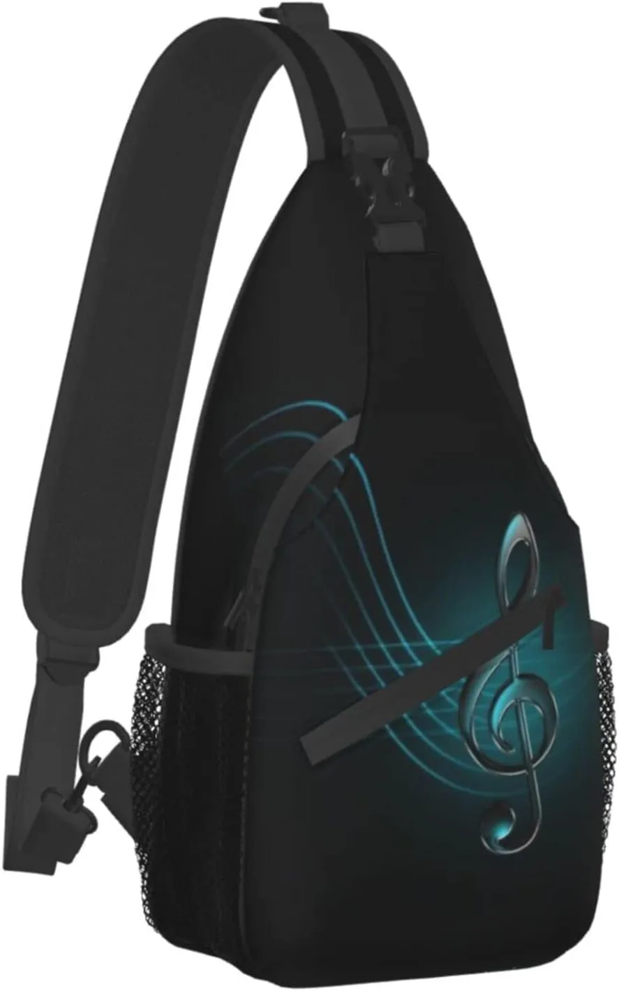 ASYG Music Sling Bag Crossbody Chest Daypack Casual Backpack Music Notes Shoulder Bag For Travel Hiking Sport Outdoor