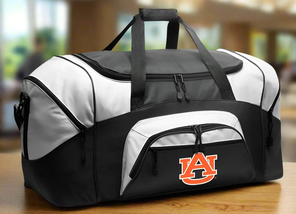 Auburn University Duffel Bag LARGE Auburn Suitcase or Gym Bag for Men Ladies Him or Her! (Auburn Logo, Black)