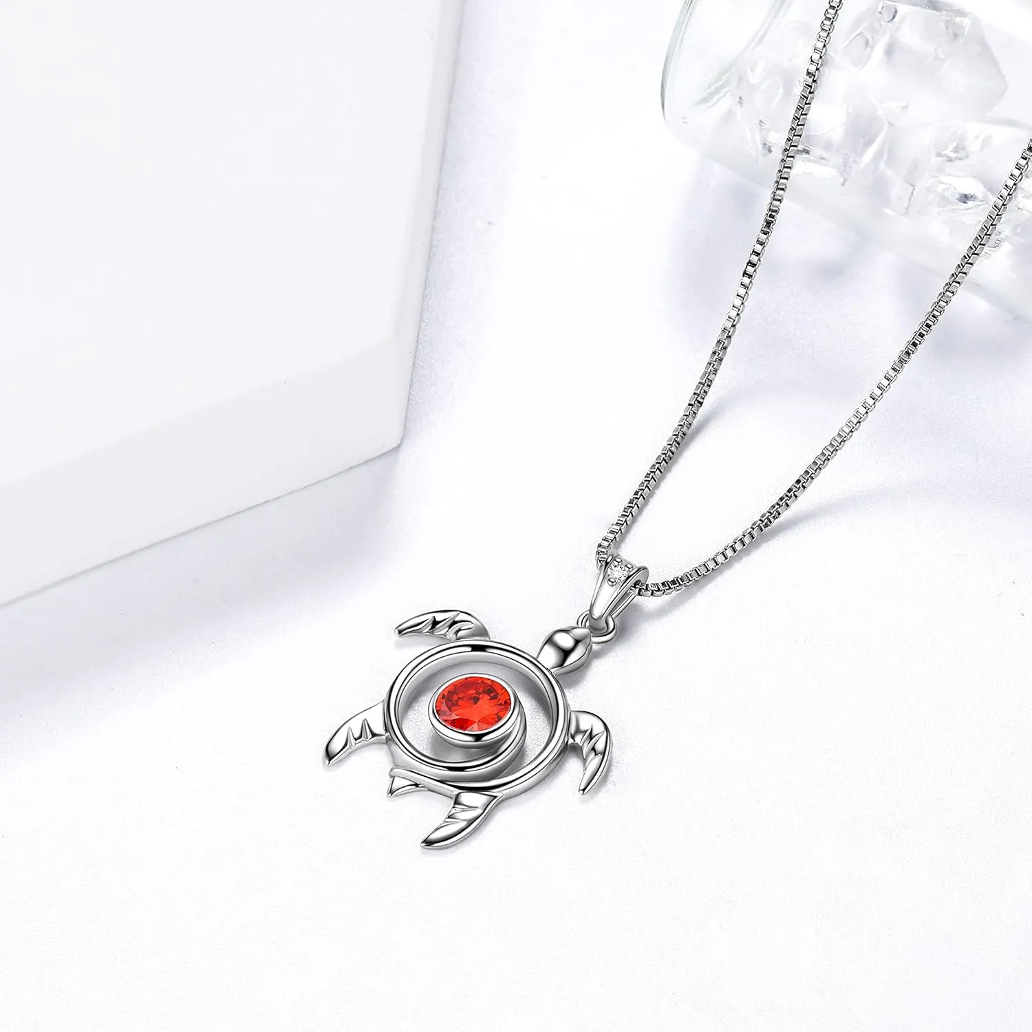 Aurora Tears Turtle Necklace/Earrings/Ring Set Celtic Spiral 925 Sterling Silver Sea Animal Viking Swirls Turtle Jewelry Sets Women Birthstone Ancient Symbol Crystal Cute Jewellery