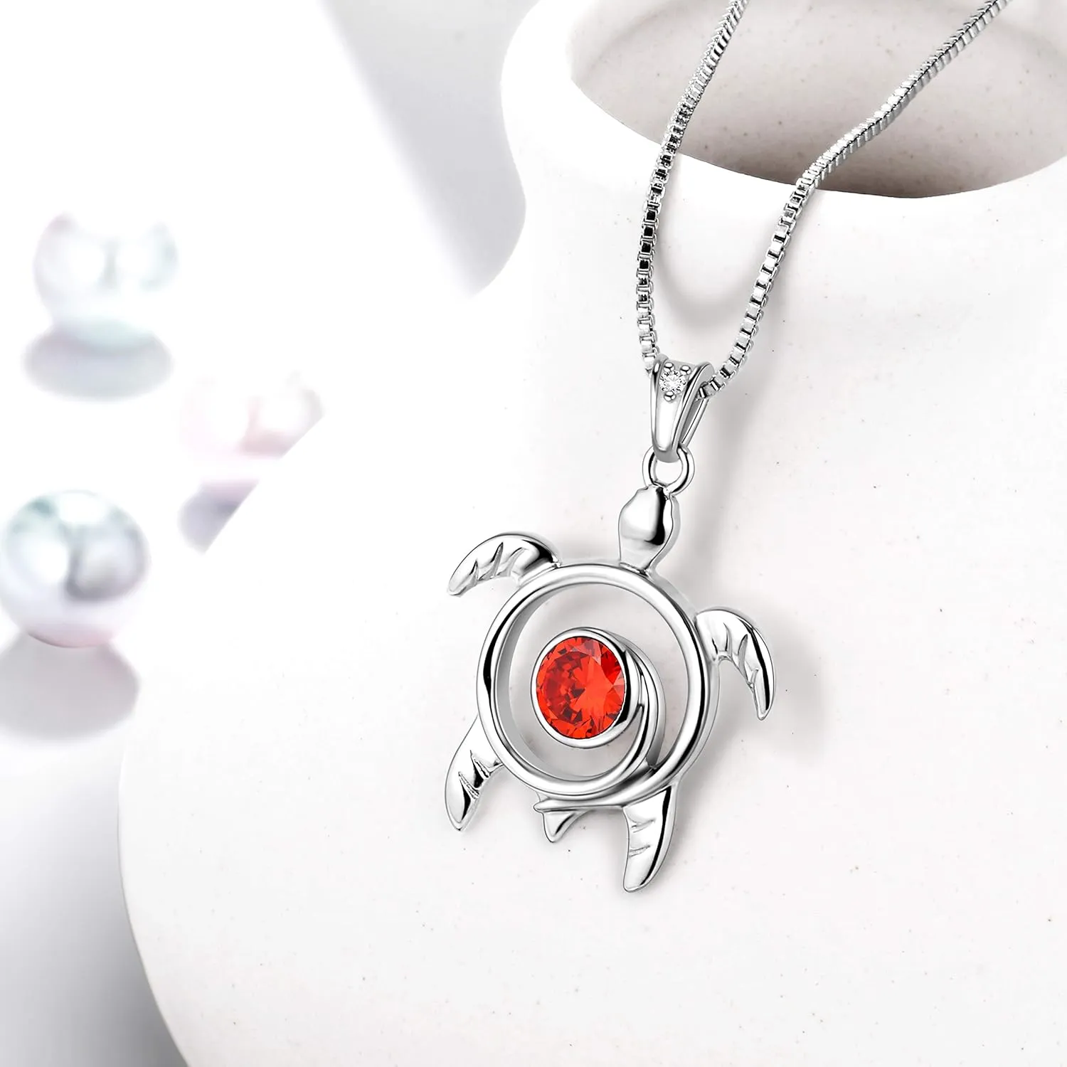 Aurora Tears Turtle Necklace/Earrings/Ring Set Celtic Spiral 925 Sterling Silver Sea Animal Viking Swirls Turtle Jewelry Sets Women Birthstone Ancient Symbol Crystal Cute Jewellery