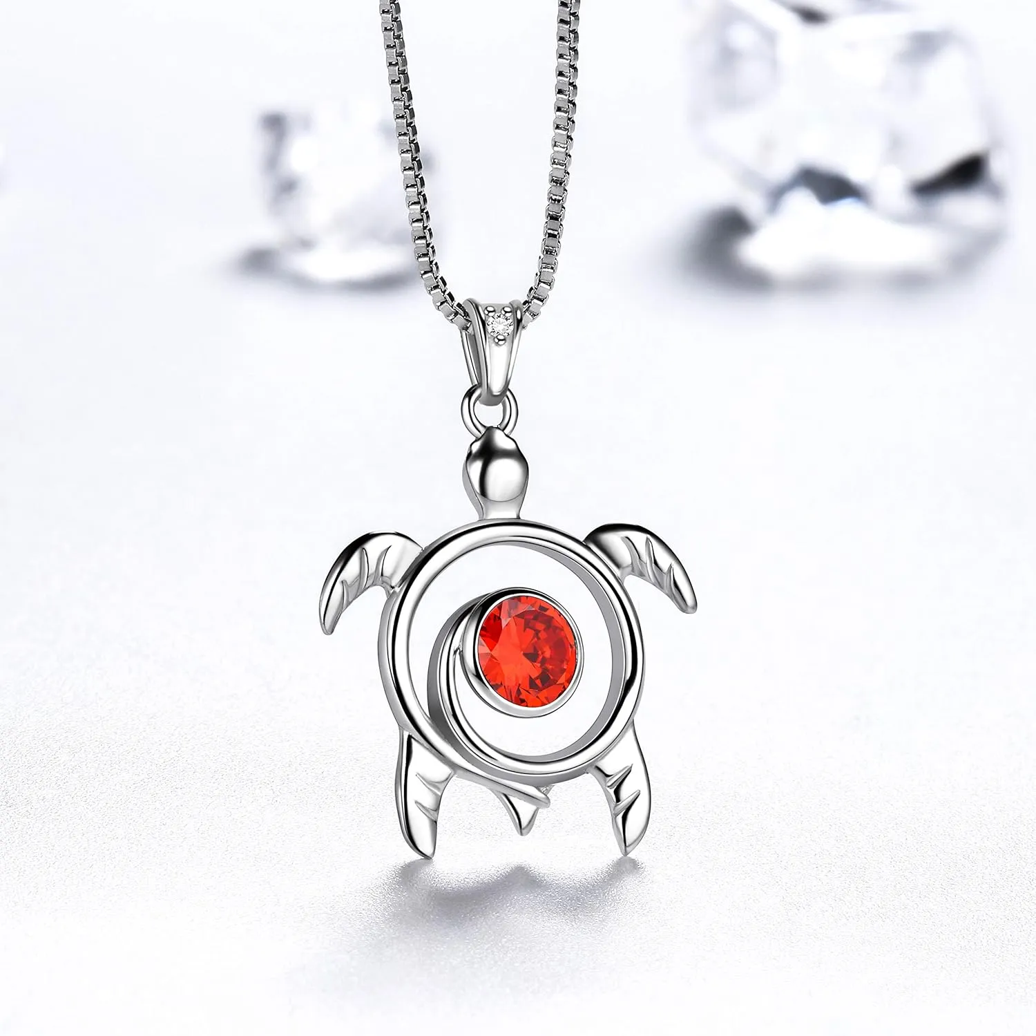 Aurora Tears Turtle Necklace/Earrings/Ring Set Celtic Spiral 925 Sterling Silver Sea Animal Viking Swirls Turtle Jewelry Sets Women Birthstone Ancient Symbol Crystal Cute Jewellery
